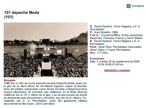 101 en la Cinetca Nacional
